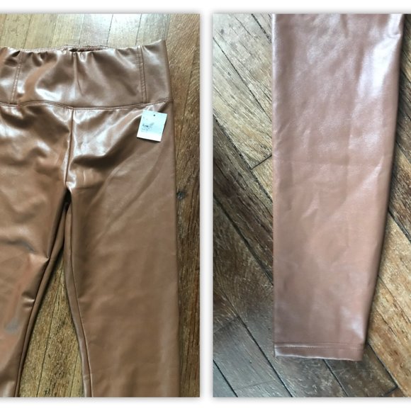NWT Tibi Brown Faux Leather Leggings High Waist - Picture 5 of 16